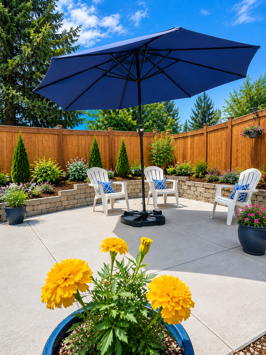 The garden patio where residents enjoy morning coffee and afternoon visits